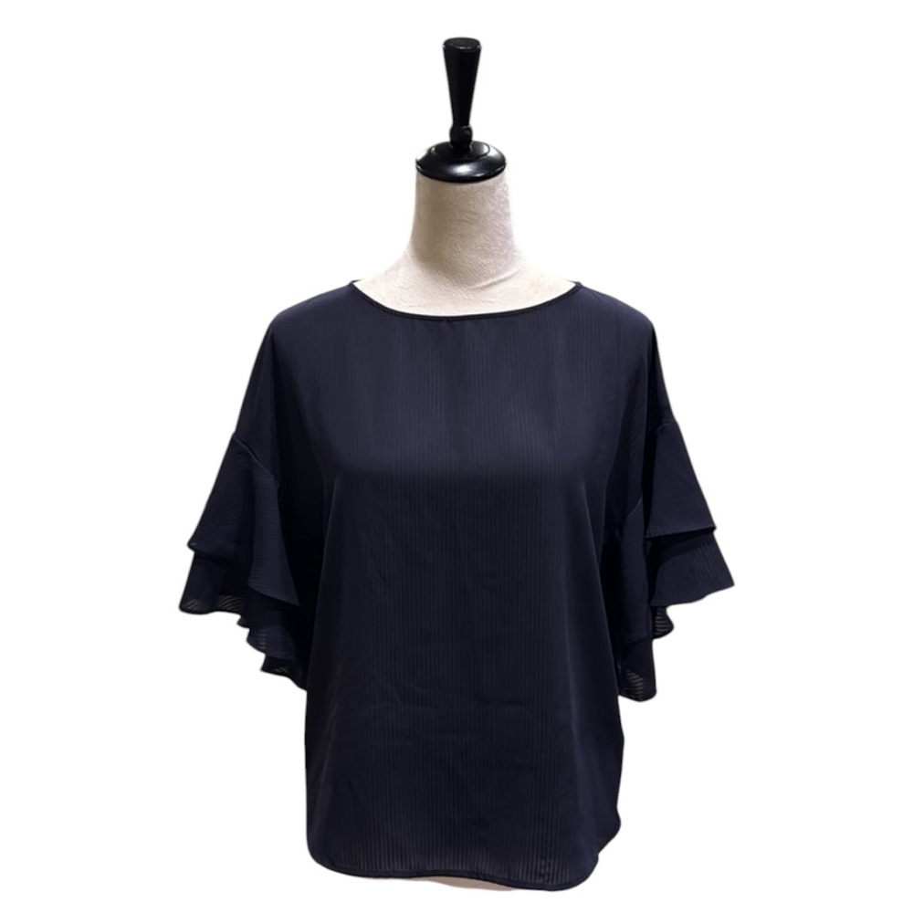 H&M Navy Short Double Bell Sleeve Blouse
